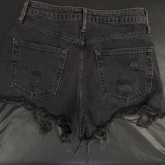 High Waist Black Jean Shorts - Picture 2 of 2